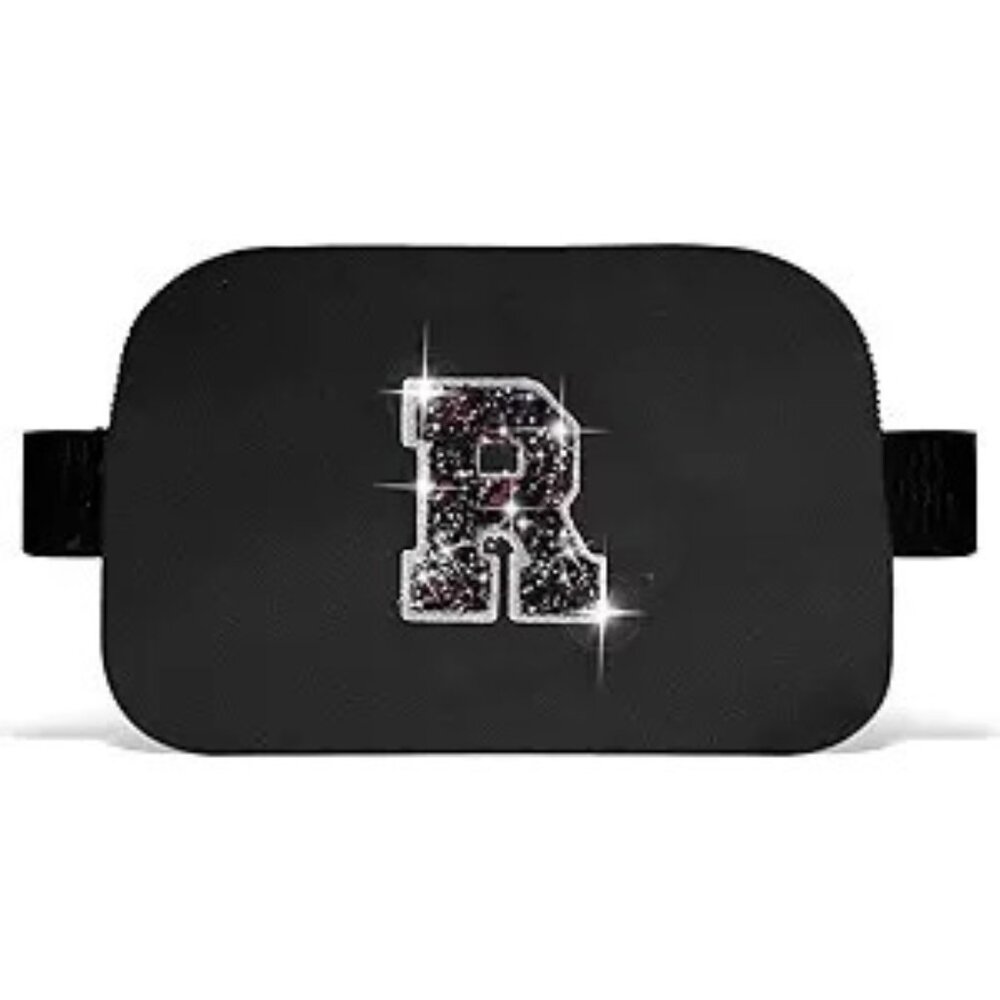 Crossbody Bag | Black, Initial R